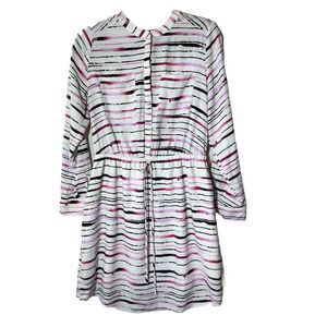 APT. 9 2 Shirt Dress Size 12 Popover Drawstring‎ Pockets Roll Tab Striped